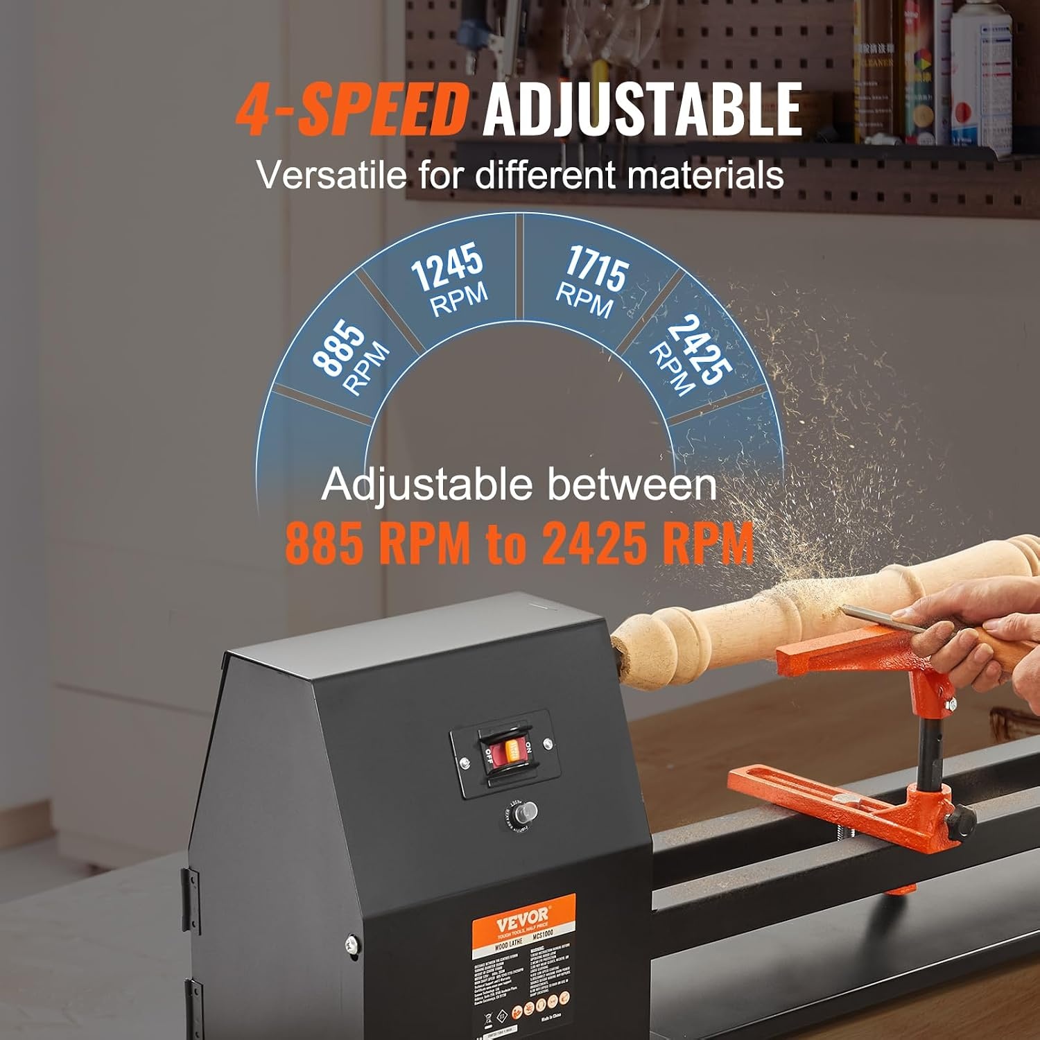 image:imageVEVOR Wood Lathe 6Amp 1 HP Benchtop Wood Lathe Machine with 150 to 3800 RPM Variable Speed 12 x 18 Workbench Brushless DC Motor Cast Iron Construction for Beginners DIY Enthusiasts Woodworking14 x 4005HP