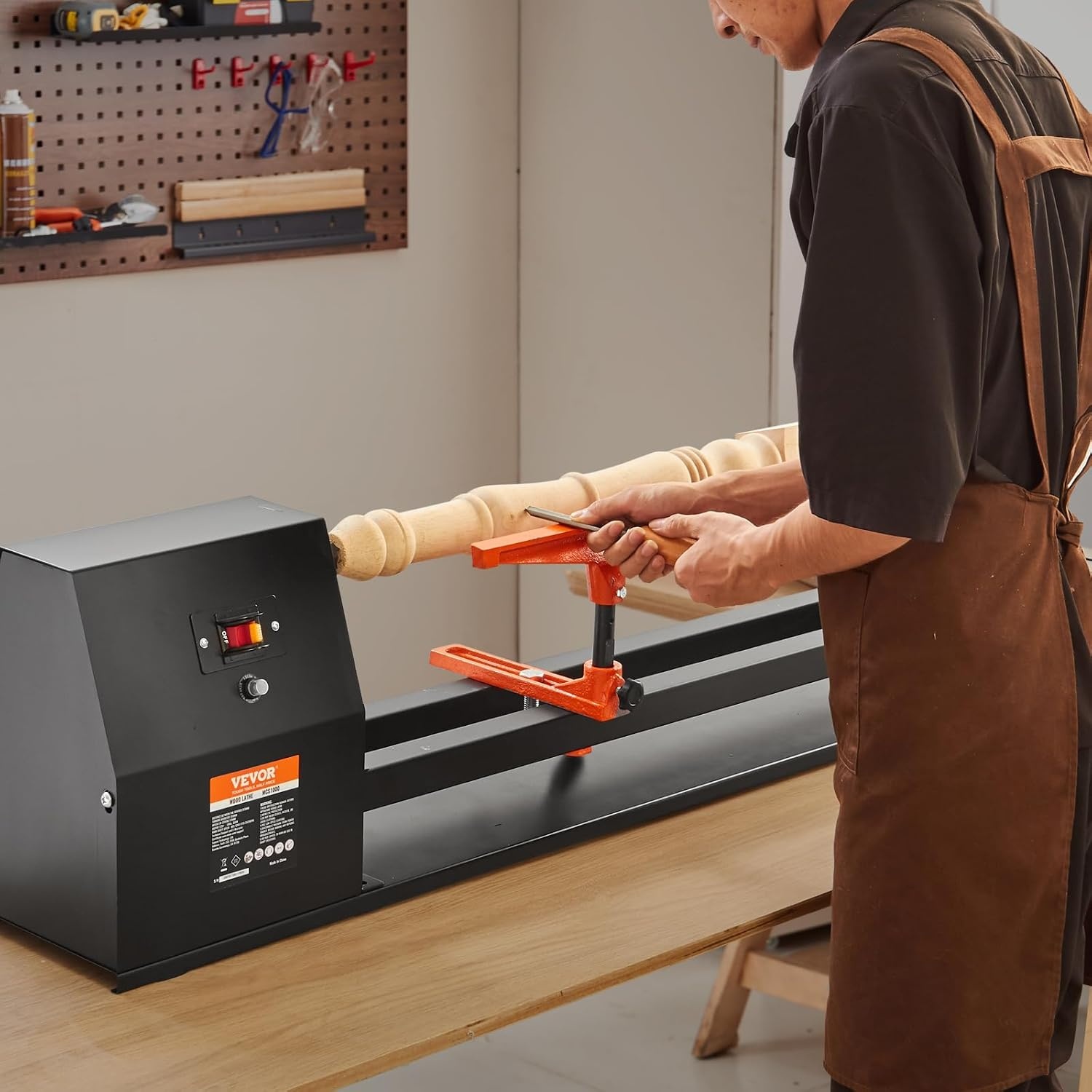 image:imageVEVOR Wood Lathe 6Amp 1 HP Benchtop Wood Lathe Machine with 150 to 3800 RPM Variable Speed 12 x 18 Workbench Brushless DC Motor Cast Iron Construction for Beginners DIY Enthusiasts Woodworking14 x 4005HP