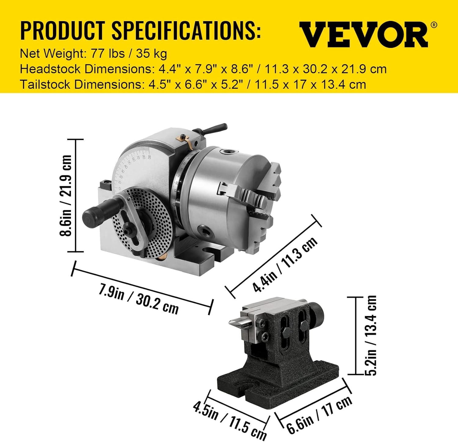 image:imageVevor Dividing Head BS1 Dividing Head Set 6 3jaw Chuck Semi Universal Milling Set with 6 ChuckTailstockDividing Plates for Milling Grinding Drilling Machine Amazoncom