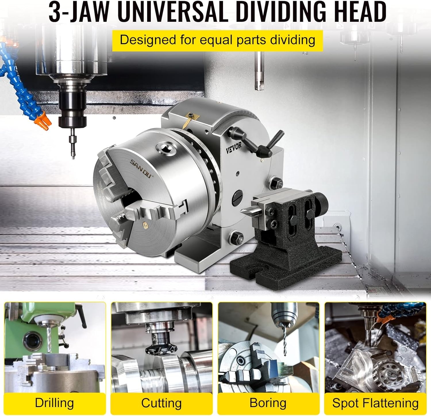 image:imageVevor Dividing Head BS1 Dividing Head Set 6 3jaw Chuck Semi Universal Milling Set with 6 ChuckTailstockDividing Plates for Milling Grinding Drilling Machine Amazoncom