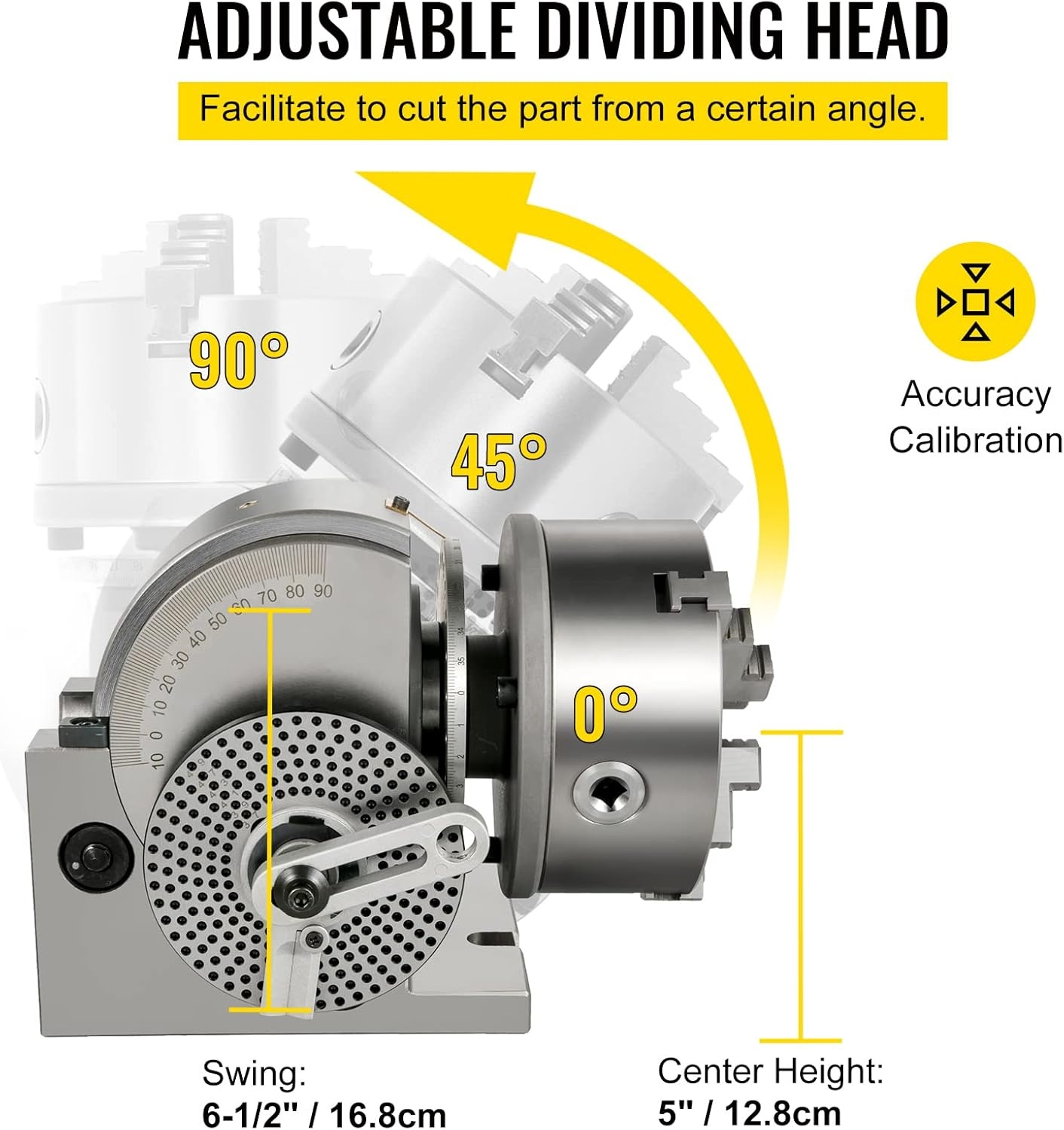 image:imageVevor Dividing Head BS1 Dividing Head Set 6 3jaw Chuck Semi Universal Milling Set with 6 ChuckTailstockDividing Plates for Milling Grinding Drilling Machine Amazoncom