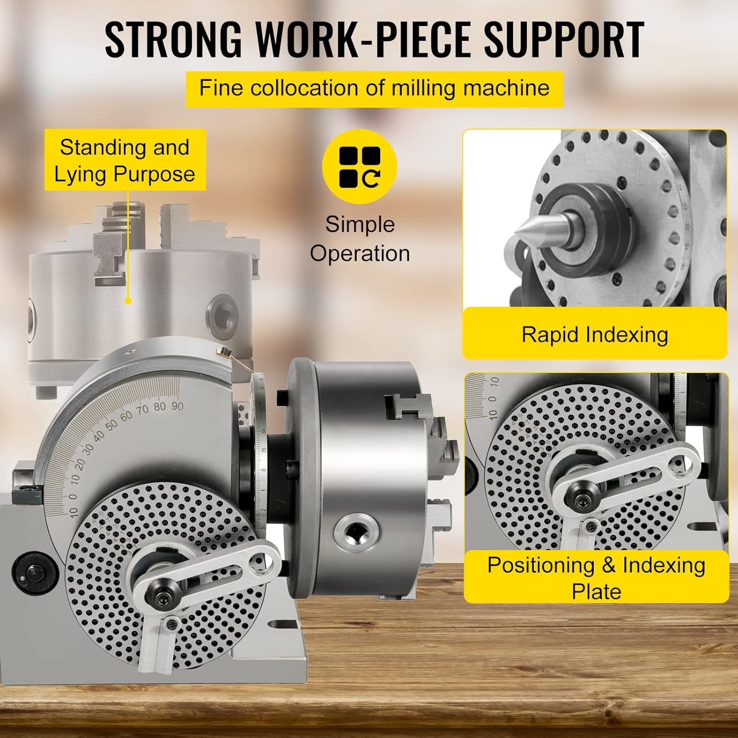 image:imageVevor Dividing Head BS1 Dividing Head Set 6 3jaw Chuck Semi Universal Milling Set with 6 ChuckTailstockDividing Plates for Milling Grinding Drilling Machine Amazoncom