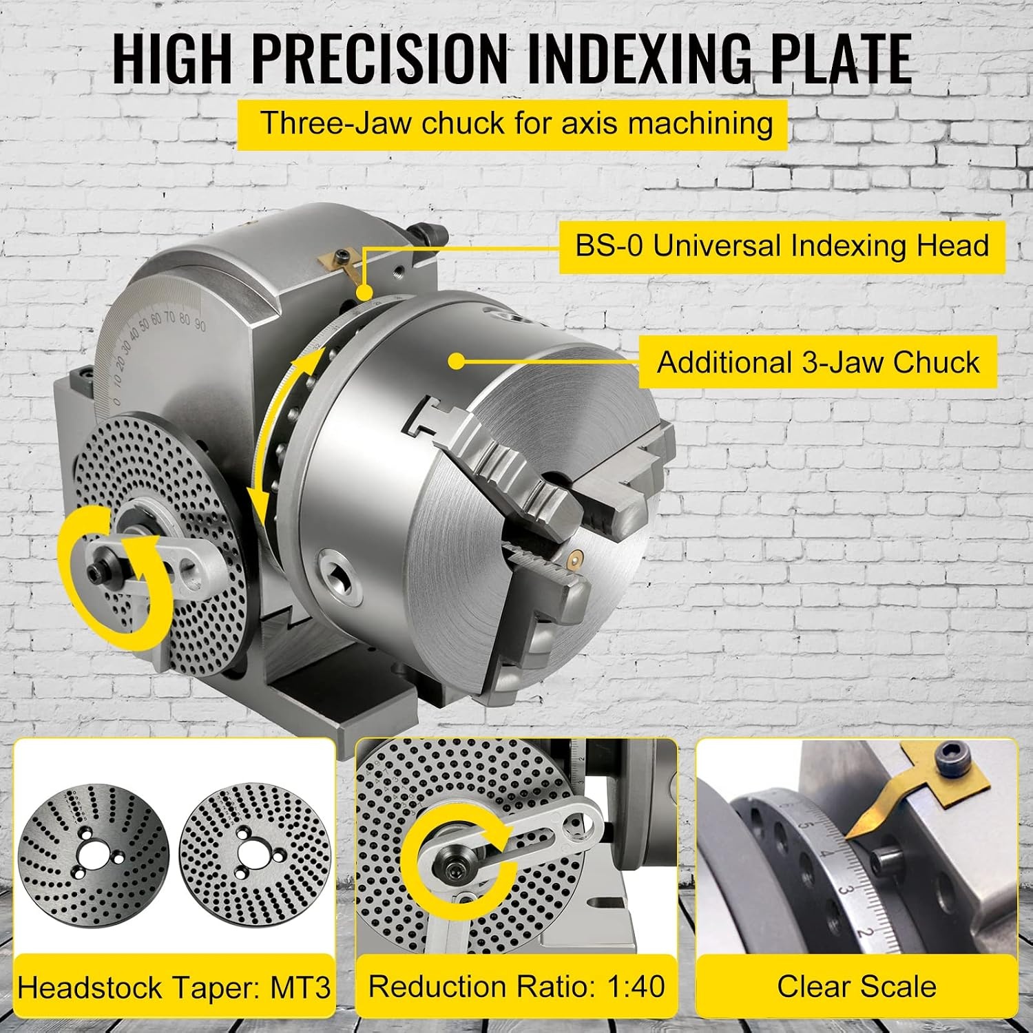 image:imageVevor Dividing Head BS1 Dividing Head Set 6 3jaw Chuck Semi Universal Milling Set with 6 ChuckTailstockDividing Plates for Milling Grinding Drilling Machine Amazoncom
