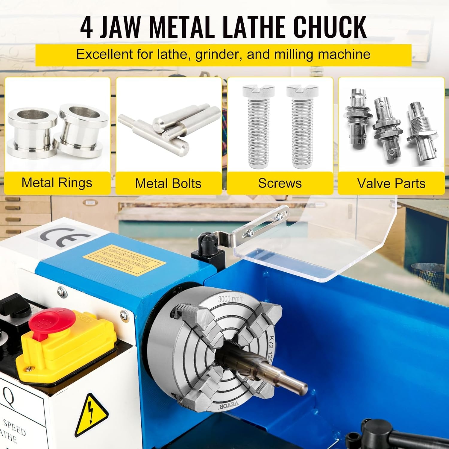 image:imageVevor K72125 Lathe Chuck 5 Inch 4JawLathe Chuck Independent Reversible JawMetal Lathe Chuck Turning Machine Accessoriesfor Lathes Machine Amazoncom5 Inch