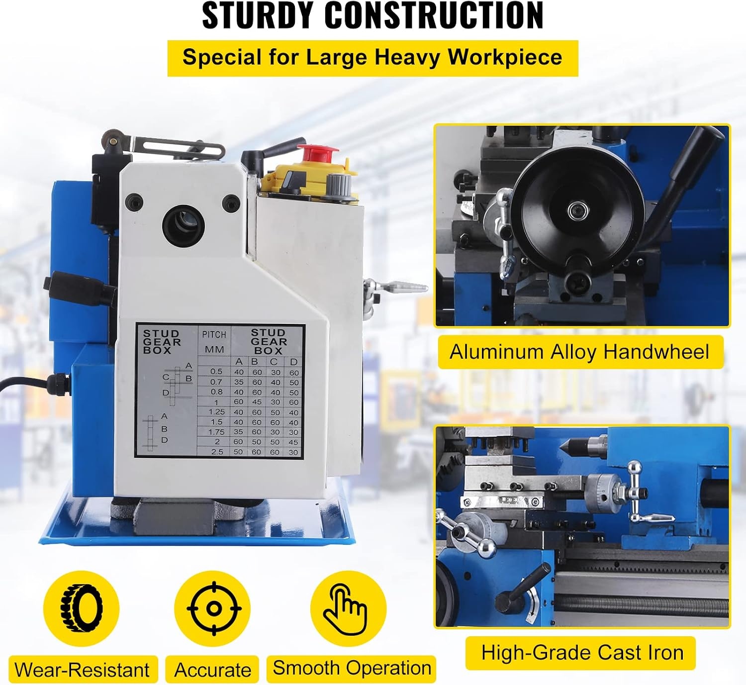 image:imageVevor Metal Lathe 7 x 12 Inch Precision Mini Metal Lathe 2250 RPM 550W Variable Speed Mini Lathe Precision Bench Top Metal Working Lathe for Various Types of Metal Turning Tools amp Home Improvement
