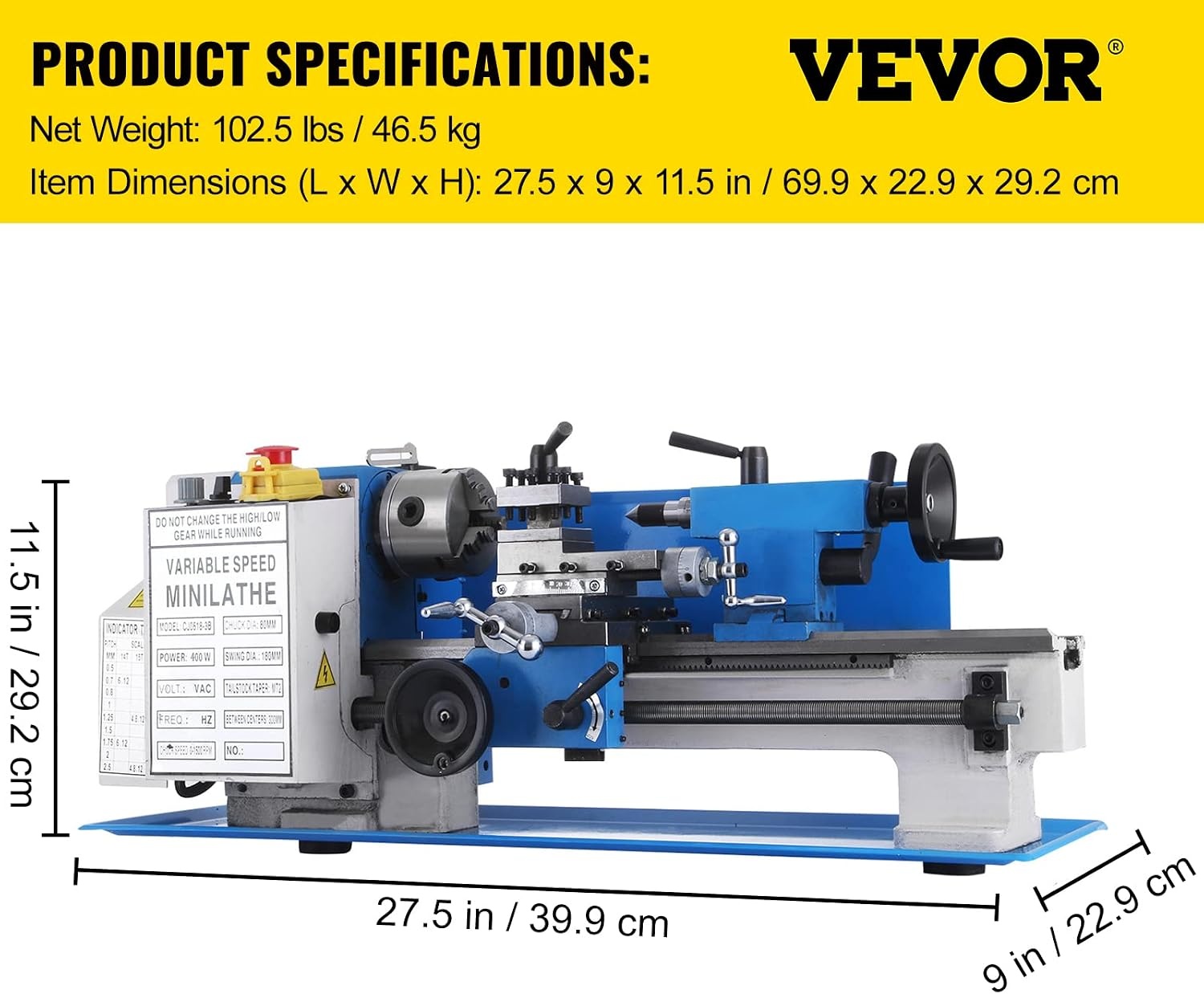 image:imageVevor Metal Lathe 7 x 12 Inch Precision Mini Metal Lathe 2250 RPM 550W Variable Speed Mini Lathe Precision Bench Top Metal Working Lathe for Various Types of Metal Turning Tools amp Home Improvement