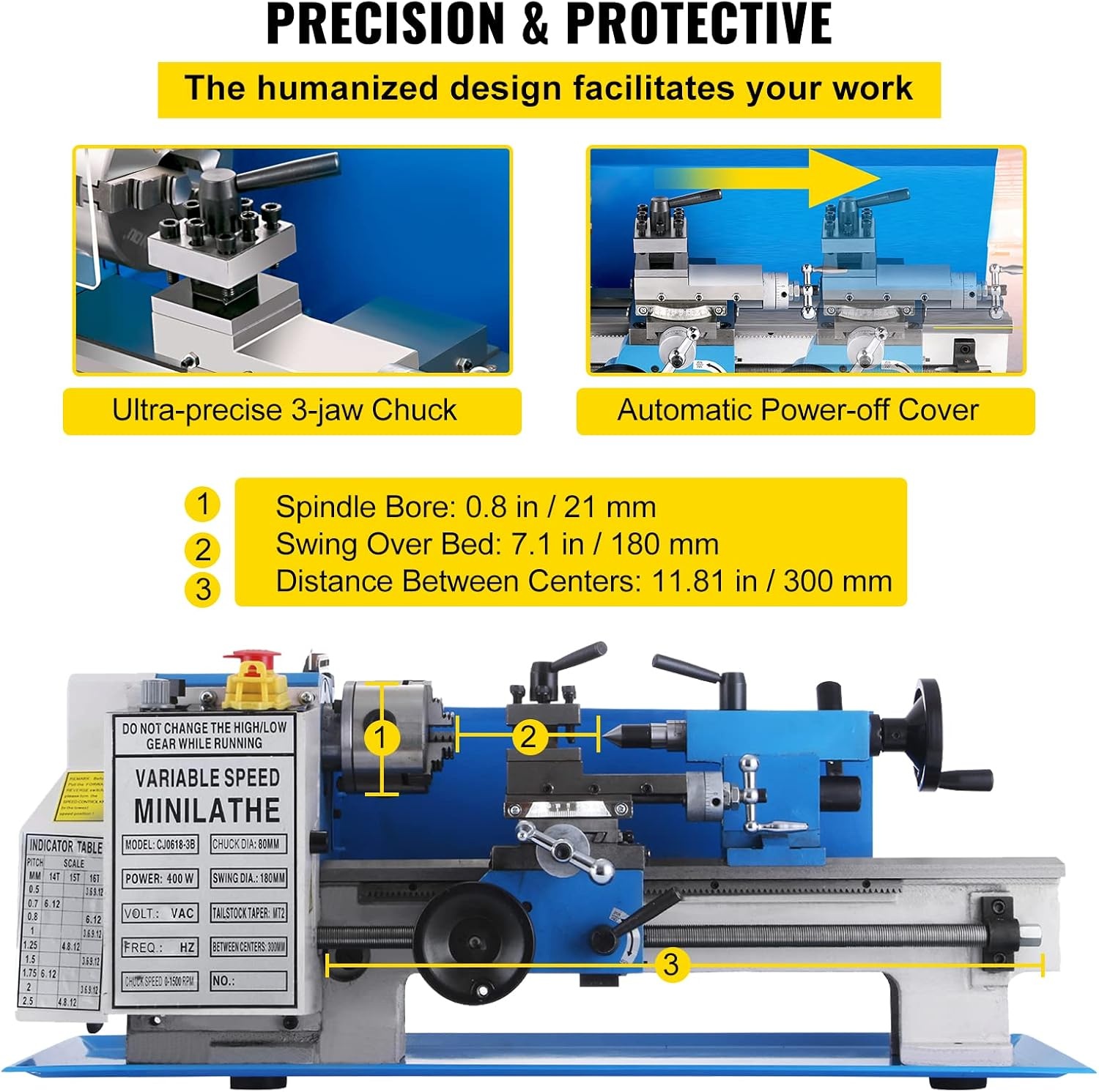 image:imageVevor Metal Lathe 7 x 12 Inch Precision Mini Metal Lathe 2250 RPM 550W Variable Speed Mini Lathe Precision Bench Top Metal Working Lathe for Various Types of Metal Turning Tools amp Home Improvement