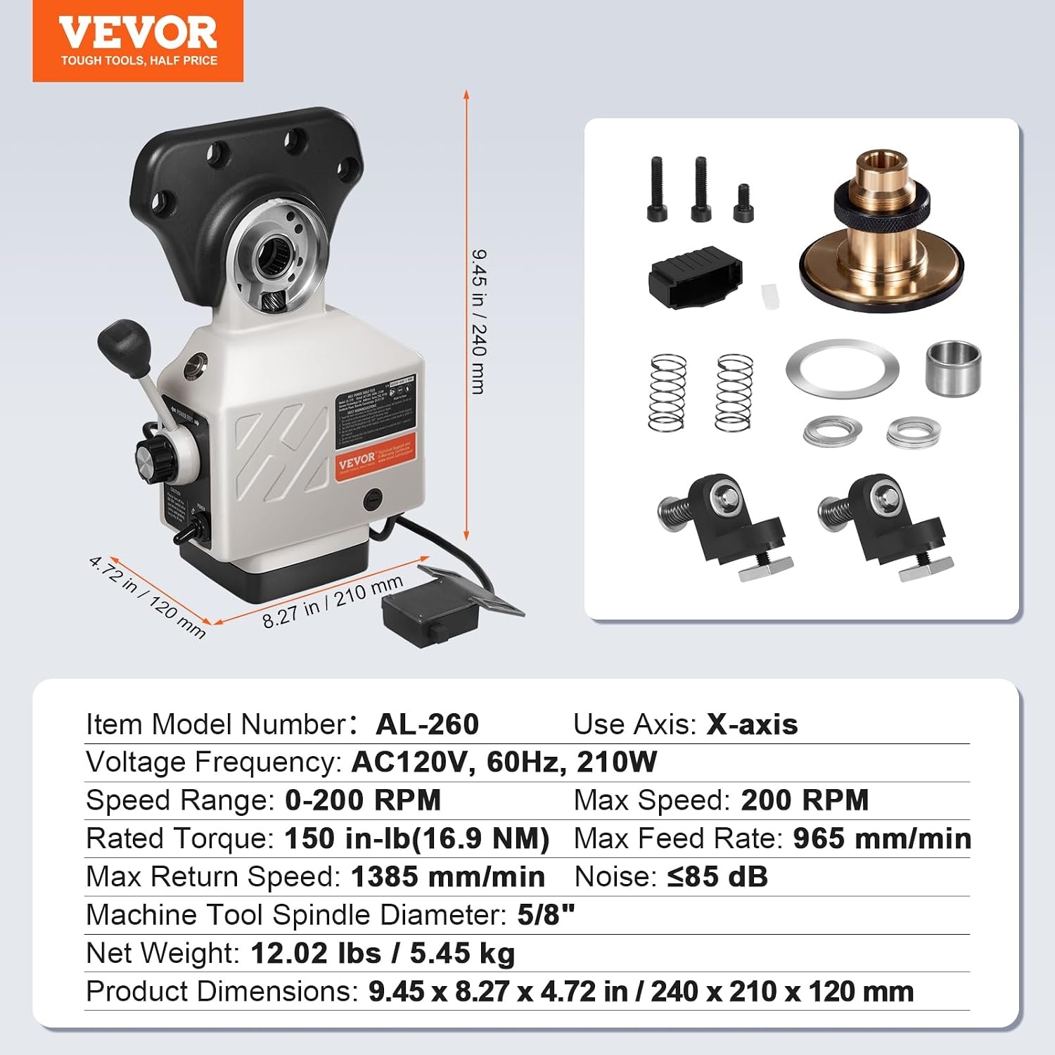 image:imageVevor Power Feed XAxis 150Lbs TorquePower Feed Milling Machine 0200PRM Power Table Feed Mill 110Vfor Bridgeport and Similar Knee Type Milling Machines  Amazoncom