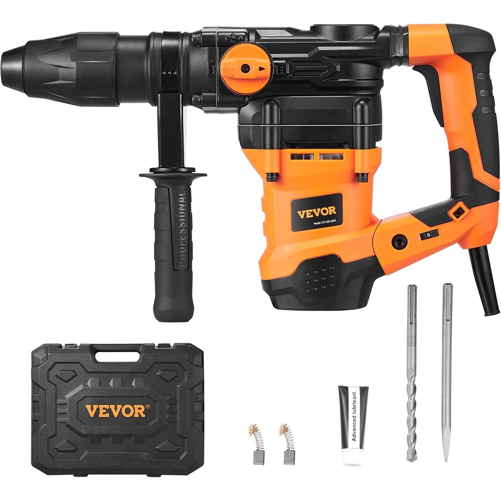image:imageVEVOR 1 Inch SDSPlus Rotary Hammer Drill 8 Amp Corded Drills Heavy Duty Chipping Hammers wSafety Clutch Electric Demolition Hammers Taladro Rotomartillo Power Tool For Concrete1916  1600W