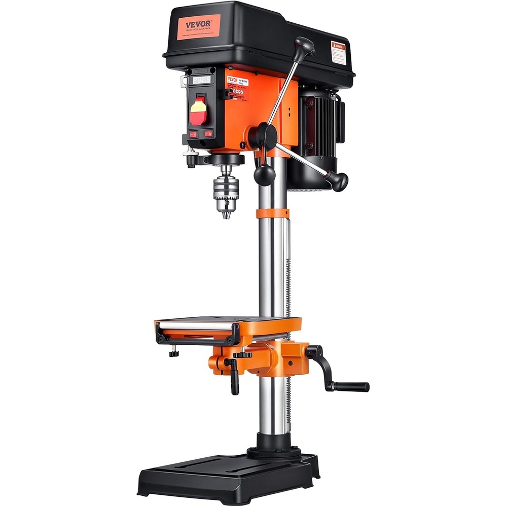 image:imageVEVOR 12 in Benchtop Drill Press 5 Amp 120V Variable Speed Cast Iron Bench Drill Press 12 in Swing Distance 045 Tiltling Worktable with Laser Work Light Tabletop Drilling Machine for Wood Metal12in5A