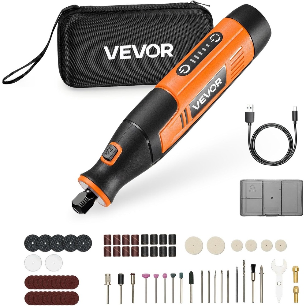 image:imageVEVOR 136Piece Cordless Rotary Tool Kit DC8V Portable Mini Power Rotary Tool 5 Speeds 500030000RPM MultiPurpose DIY Tools for Engraving Sanding Polishing Carving Grinding Cutting DIY Craft73PCS