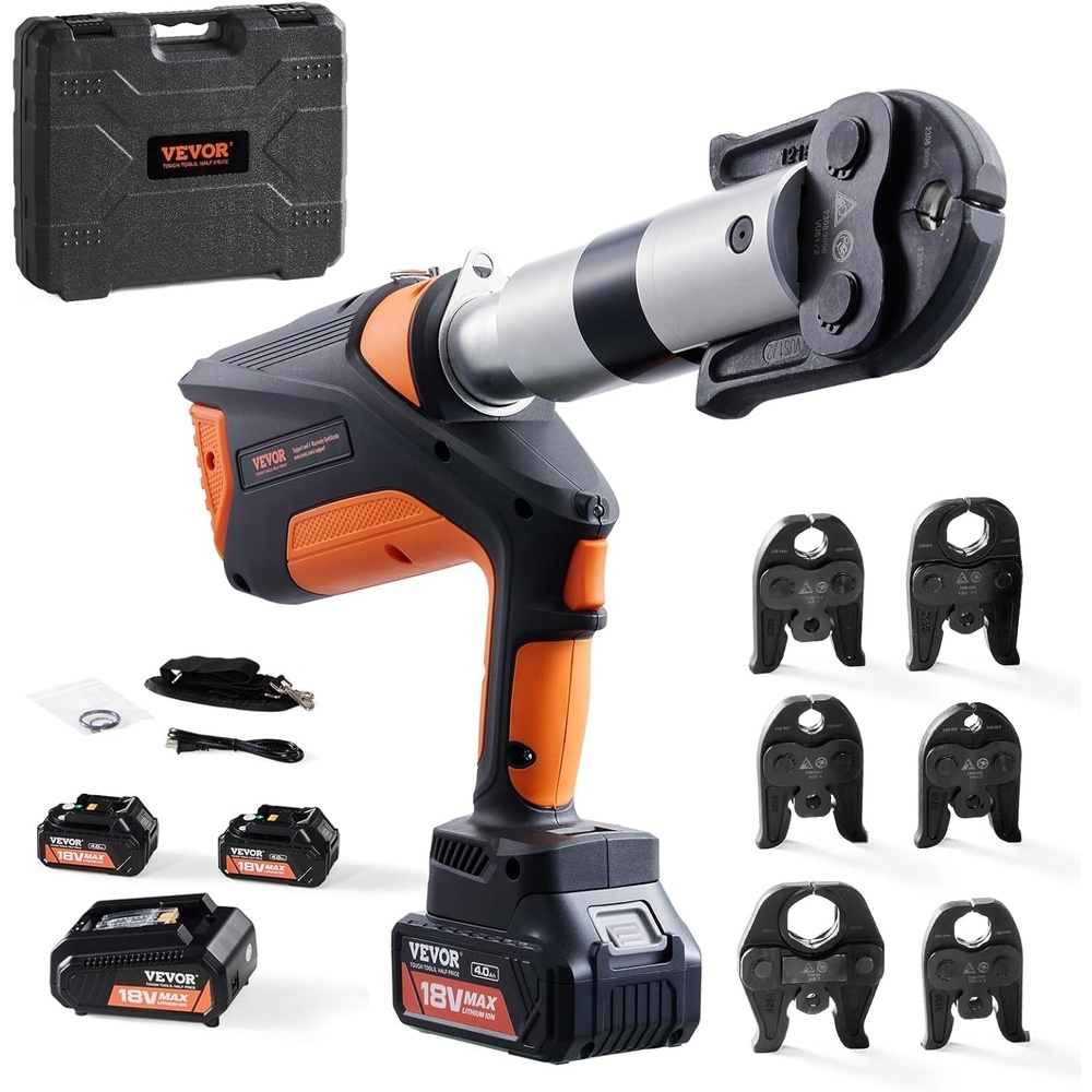 image:imageVEVOR 18V Press Tool 32KN Electric Pipe Crimping Tool for 12 to 2 Copper Pipes 360 Rotation Automatic Crimper with Brushless Motor amp 6 Jaws Compatible with ProPress6 Jaws Brushless Motor
