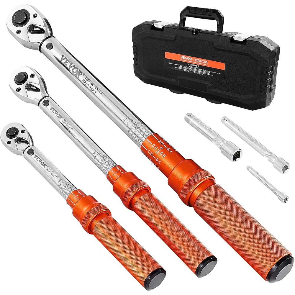 image:imageVEVOR 26Pcs Torque Wrench Set 38 Inch Drive 37443FTLB560Nm 72Tooth Click Torque Wrench with HexTorxSpark Plug Sockets Extension Bars 14 Adapter for Bicycle Motorcycle Maintenance14  38  12Inch Set
