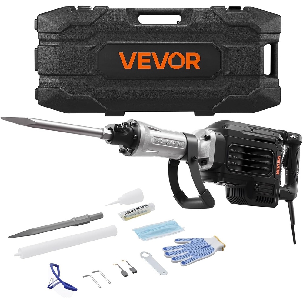 image:imageVEVOR 3500W Electric Demolition Hammer 1900 BPM Durable Jack Hammer Concrete Breaker with 2 Chisels Gloves and a 360 Rotatable Handle for Efficient Trenching BlackBlack