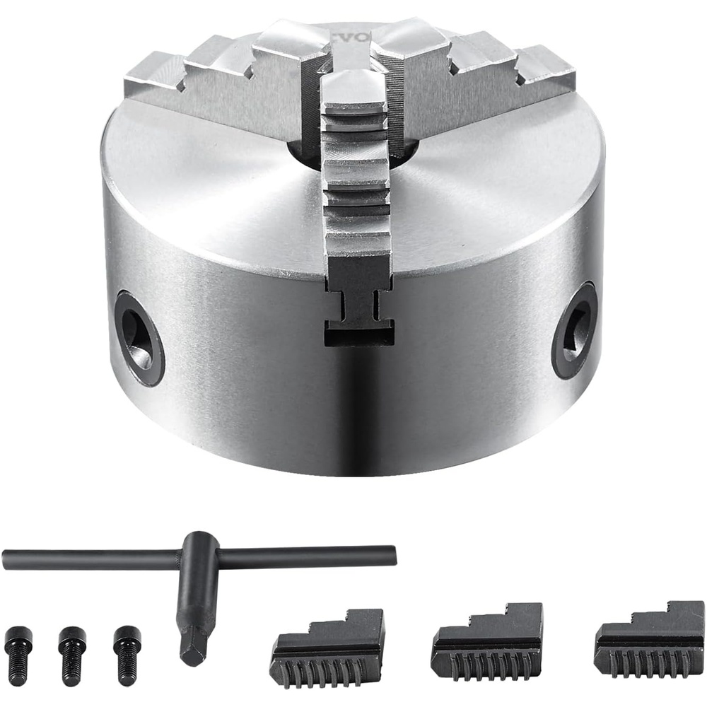 image:imageVEVOR 3Jaw Lathe Chuck 8 SelfCentering Lathe Chuck 0168 in4200 mm Clamping Range with Tkey Fixing Screws Hexagon Wrench for Lathe 3D Printer Machining Center Milling Drilling Machine6 In
