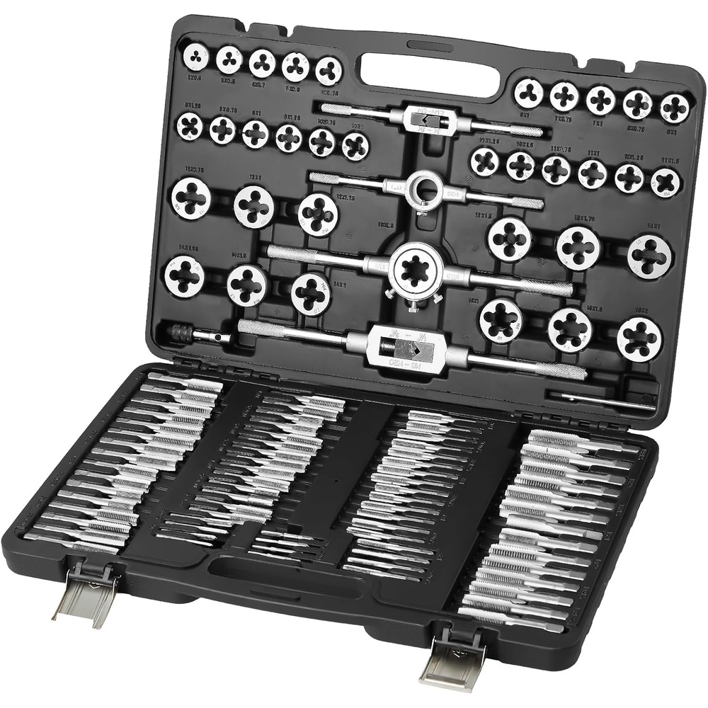 image:imageVEVOR 40 pcs Tap and Die Set Metric Size M3M12 Rethreading Tapping Tools Kit Made of Durable Bearing Steel Includes Full Accessories and Storage Case for Internal and External Thread Cutting110PC