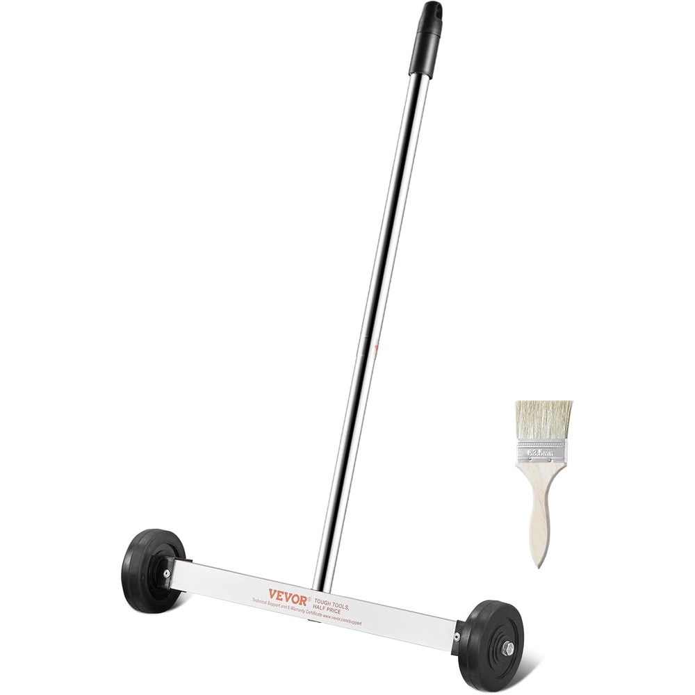 image:imageVEVOR 45Lbs Rolling Magnetic Sweeper with Wheels PushType Magnetic Pick Up Sweeper 18inch Large Magnet Pickup Lawn Sweeper Magnet with Telescoping Handle Easy Cleanup of Workshop Garage Yard15 Inch8LBS