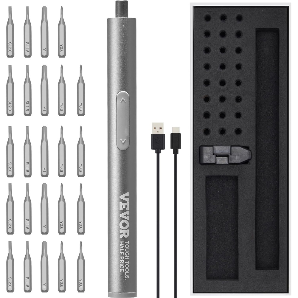 image:imageVEVOR 4V Electric Screwdriver Set Mini Precisioni Electric Screwdriver Set 48 Magnetic Bits 532Hex S2 Steel Bits amp LED Light Repair Tool Kit for Electronics Phone Camera Laptop Watch532in 4V