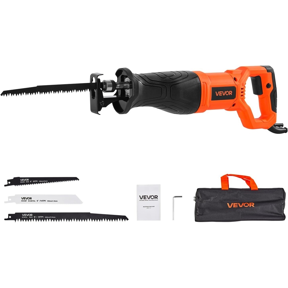 image:imageVEVOR 6 Amp Corded Reciprocating Saw 34 Stroke Length Power Reciprocating Saw with Variable Speed 3000 SPM 8 Blades amp Bag Included for Wood Metal and Plastic Cutting118
