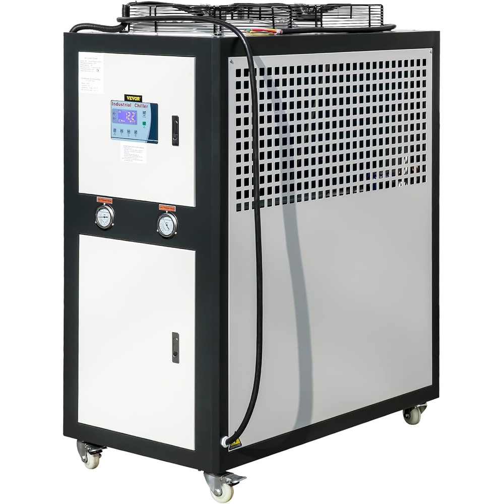 image:imageVEVOR 6Ton Capacity AirCooled Water Chiller 6HP Stainless Steel Portable Digital Microcomputer Control Black