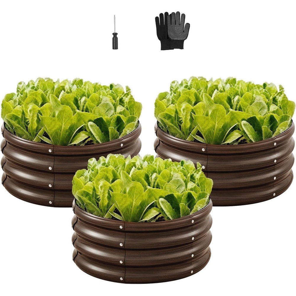 image:imageVEVOR 6x3x1FT Metal Raised Garden Bed Kit with Self Watering System and Mesh Cover Oval Outdoor Galvanized Planter Raised Beds for Gardening Planting Flowers Fruits VegetablesBrown