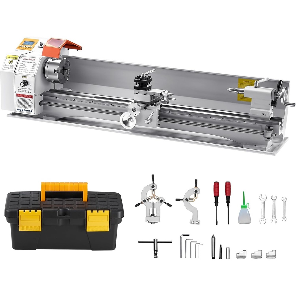 image:imageVEVOR 7x14 Metal Lathe Upgraded Digital Display 550W Variable Speed 2250RPM 3jaw Chuck CNC Mini Lathe Machine Precision Tool Box Benchtop87 x 39Automatic Feed