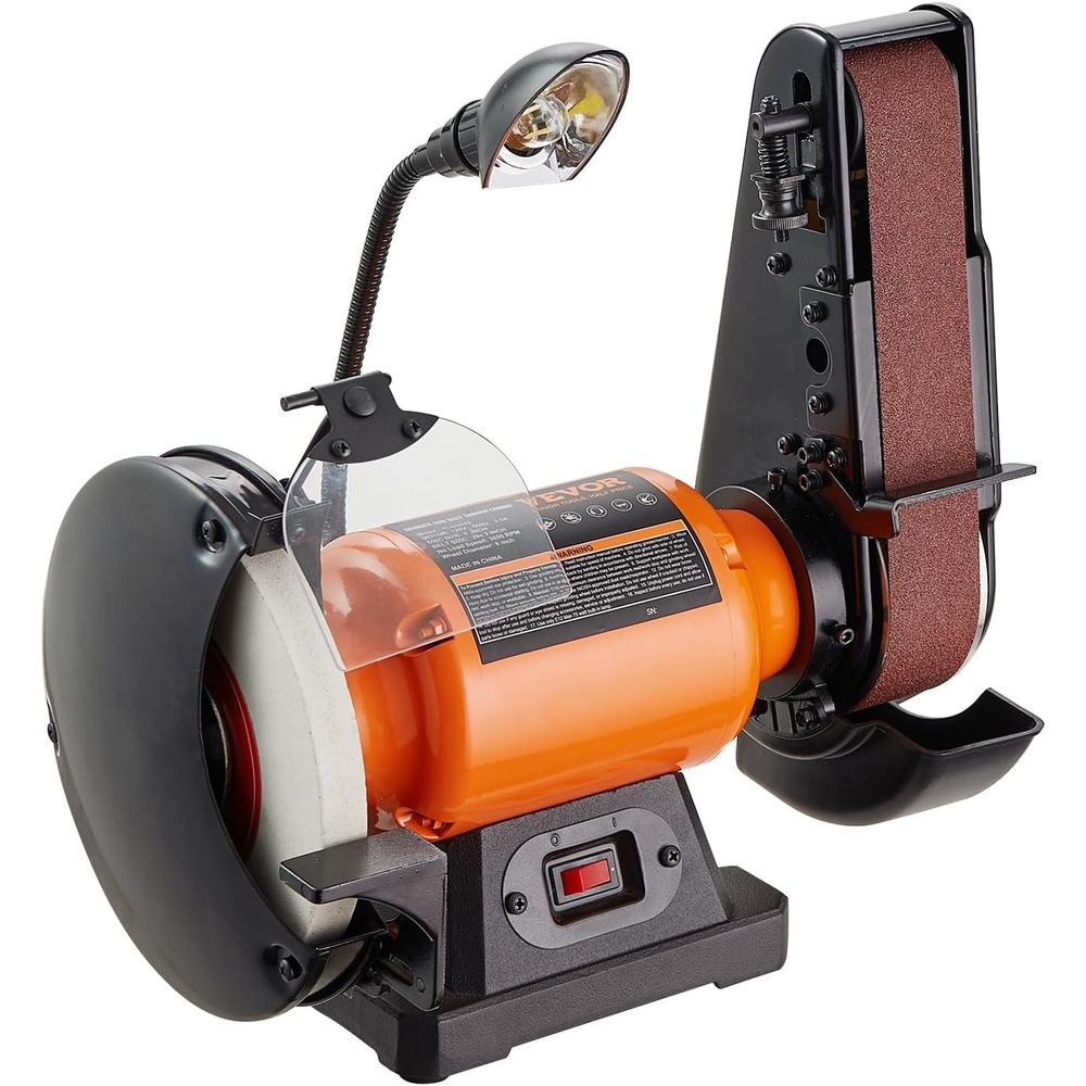 image:imageVEVOR 8 Inch Bench Grinder Bench Grinder Sander with 2 x28 Inch Belt Sander Combo and 25A Induction Motor for Metalworking Sharpening Grinding8 Inch Bench Grinder