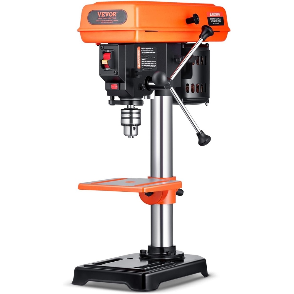 image:imageVEVOR 8 in Benchtop Drill Press 25A Induction Motor Tabletop Drilling Machine with 7501140 17402340 3200 RPM Adjustable Speed 045 Tilting Worktable LED Work Light for Wood Metal8 in