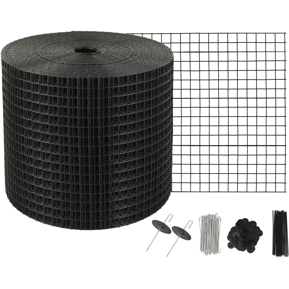image:imageVEVOR 8inch x 98ft Critter Guard for Solar Panels PVC Coated Wire Mesh Roll Kit with 50pcs Ties for Pigeon Deterrent Bird Squirrel Proof Black6in x 98ft with 100pcs Fasteners  50pcs Tie Wires