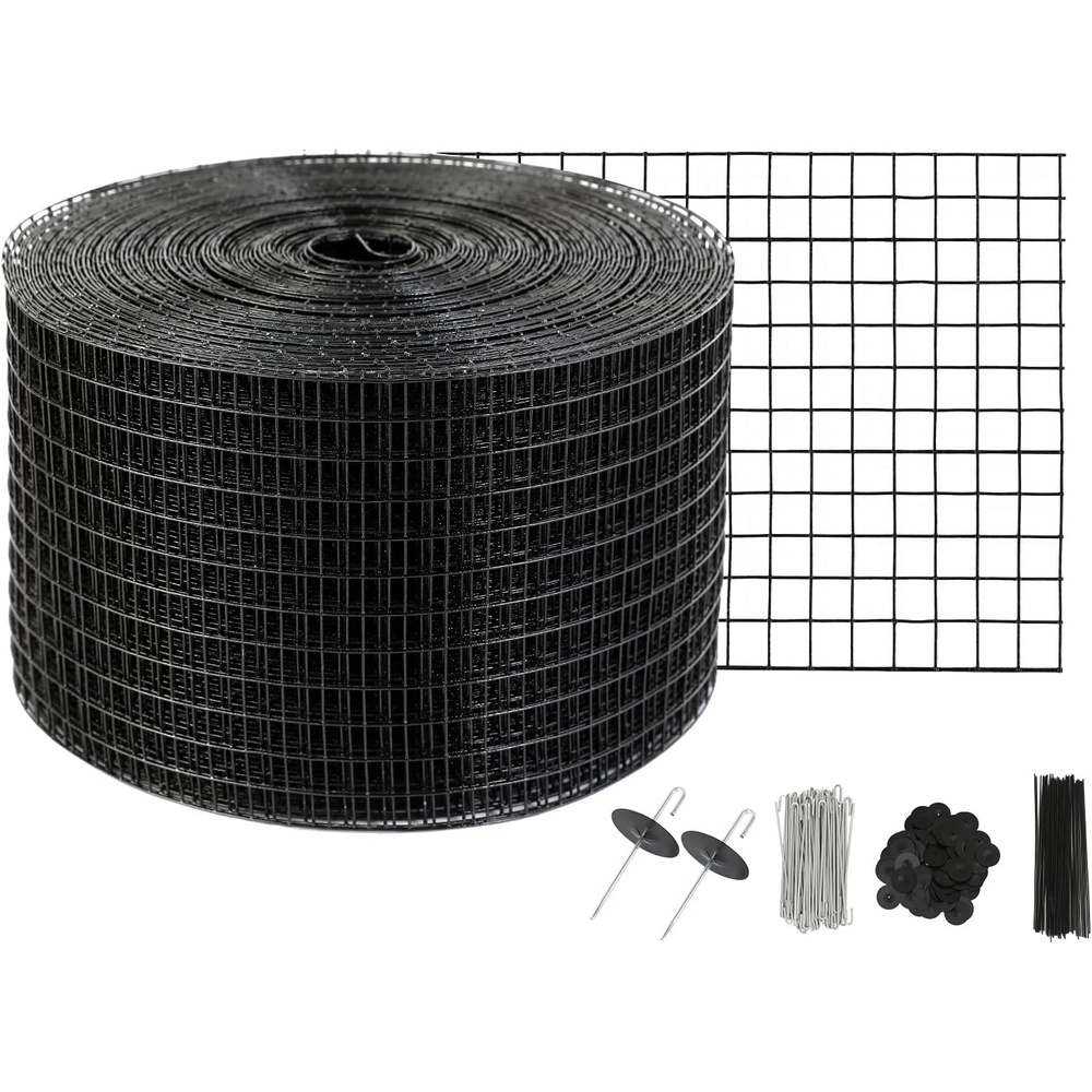 image:imageVEVOR 8inch x 98ft Critter Guard for Solar Panels PVC Coated Wire Mesh Roll Kit with 50pcs Ties for Pigeon Deterrent Bird Squirrel Proof Black8in x 98ft with 100pcs Fasteners  50pcs Tie Wires