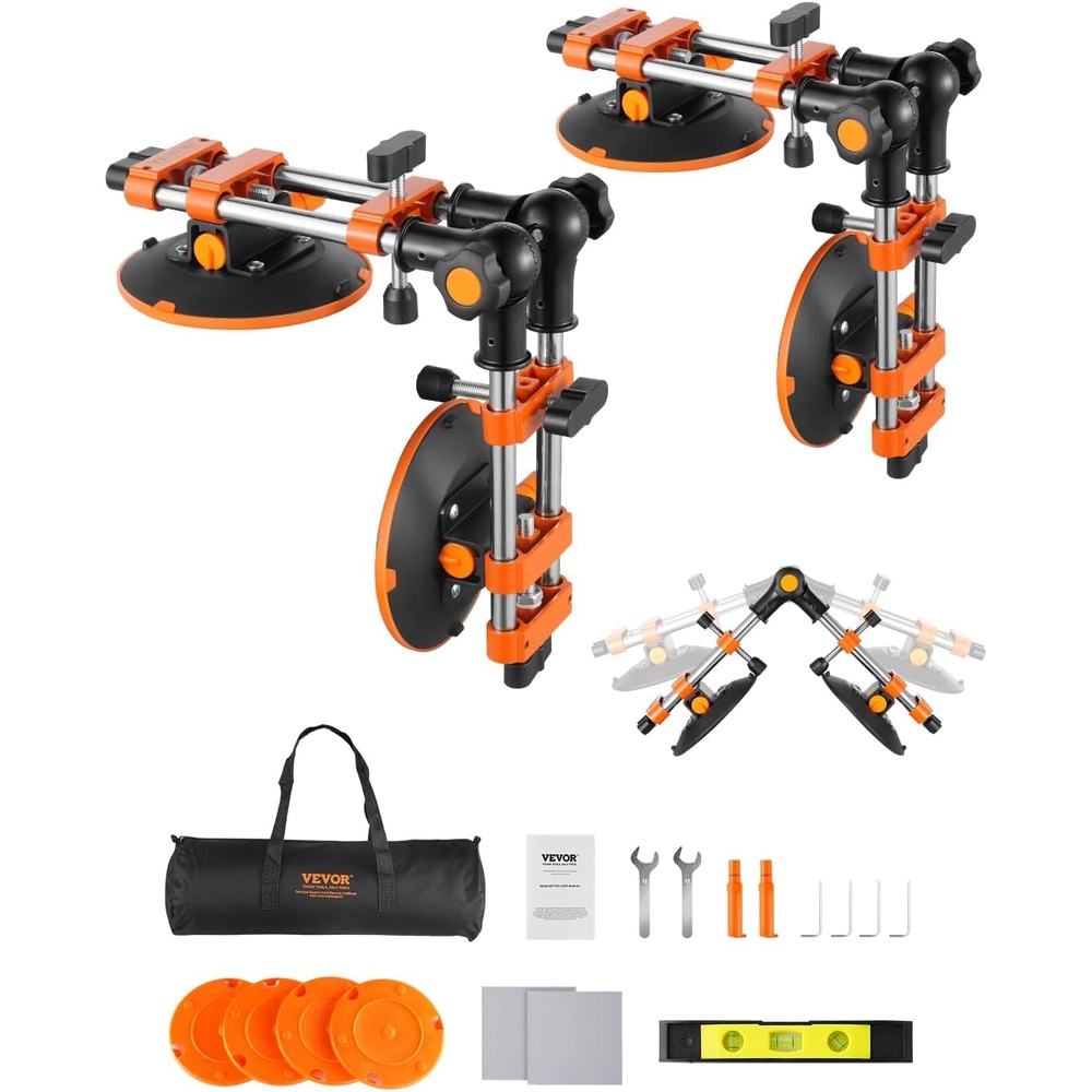 image:imageVEVOR 90 Degree Stone Seam Setter 2 Packs Granite Seam Setter with 6 in Suction Cups Seam Joiner for Seam Joining amp Leveling Granite Right Angle 90 Degree 180 degrees 270 degrees CountertopOrange  Black  Silver  Blue