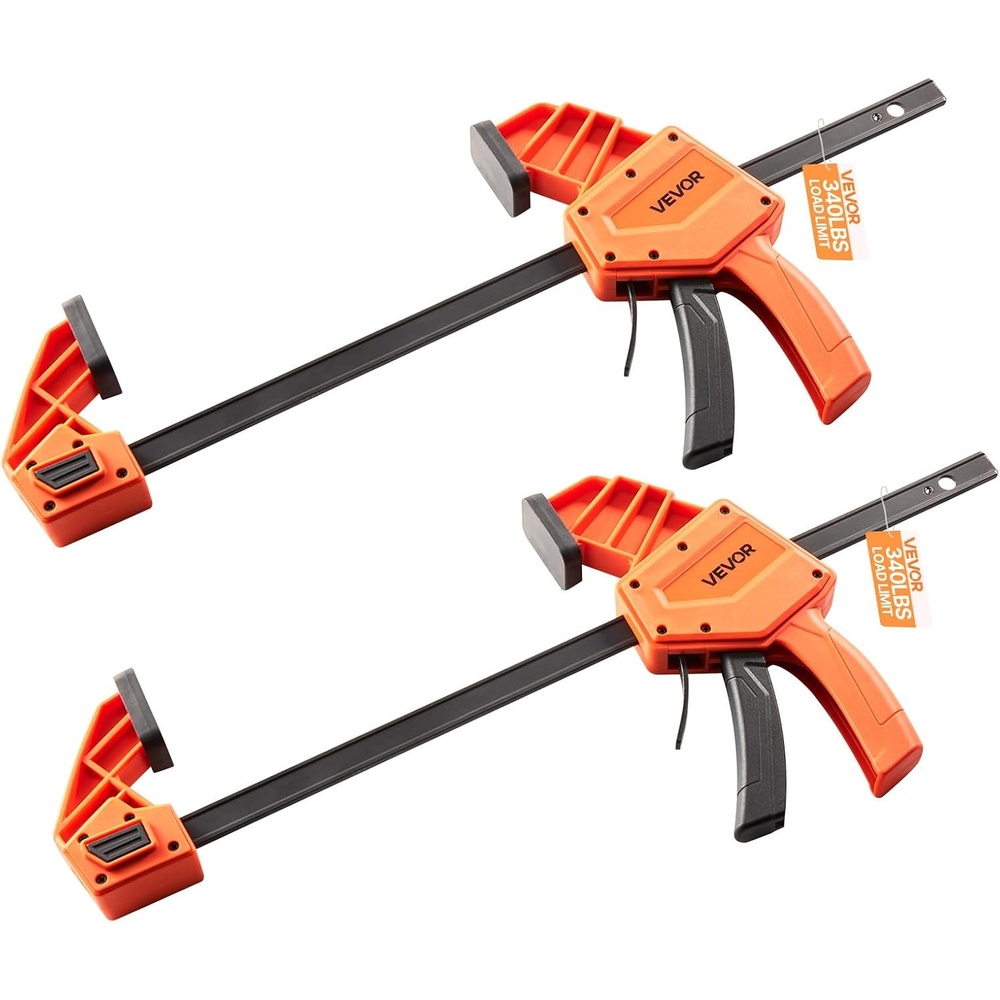 image:imageVEVOR Bar Clamps for Woodworking 2Pack 12 inch and 2Pack 6 inch OneHanded ClampSpreader QuickGrip FClamp with 154 lbs Load Limit Premium Plastic and Steel for Woodworking Metal workingLightDuty