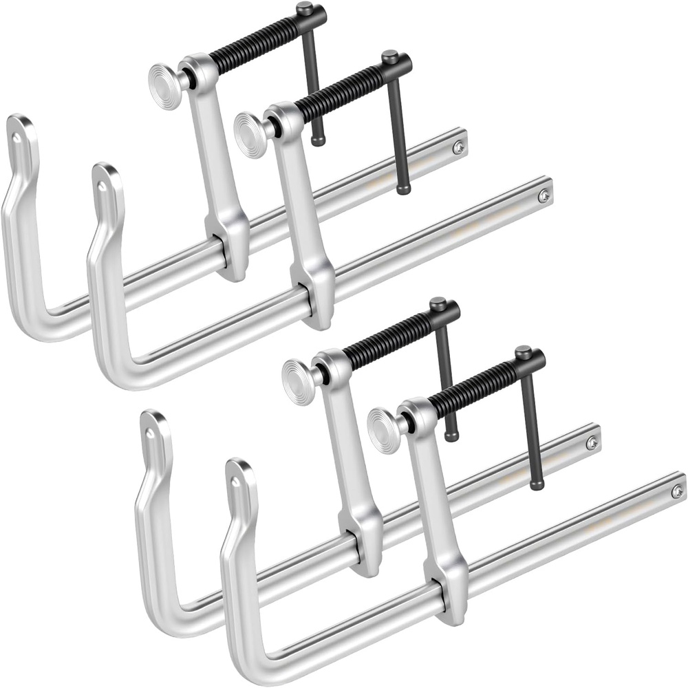 image:imageVEVOR Bar Clamps for Woodworking 4Pack 12 Opening 472 in Throat Depth 1200 lbs Load Limit Sturdy Steel Forging and Casting with Swivel Jaw and THandle for Wood Working and Metal Working