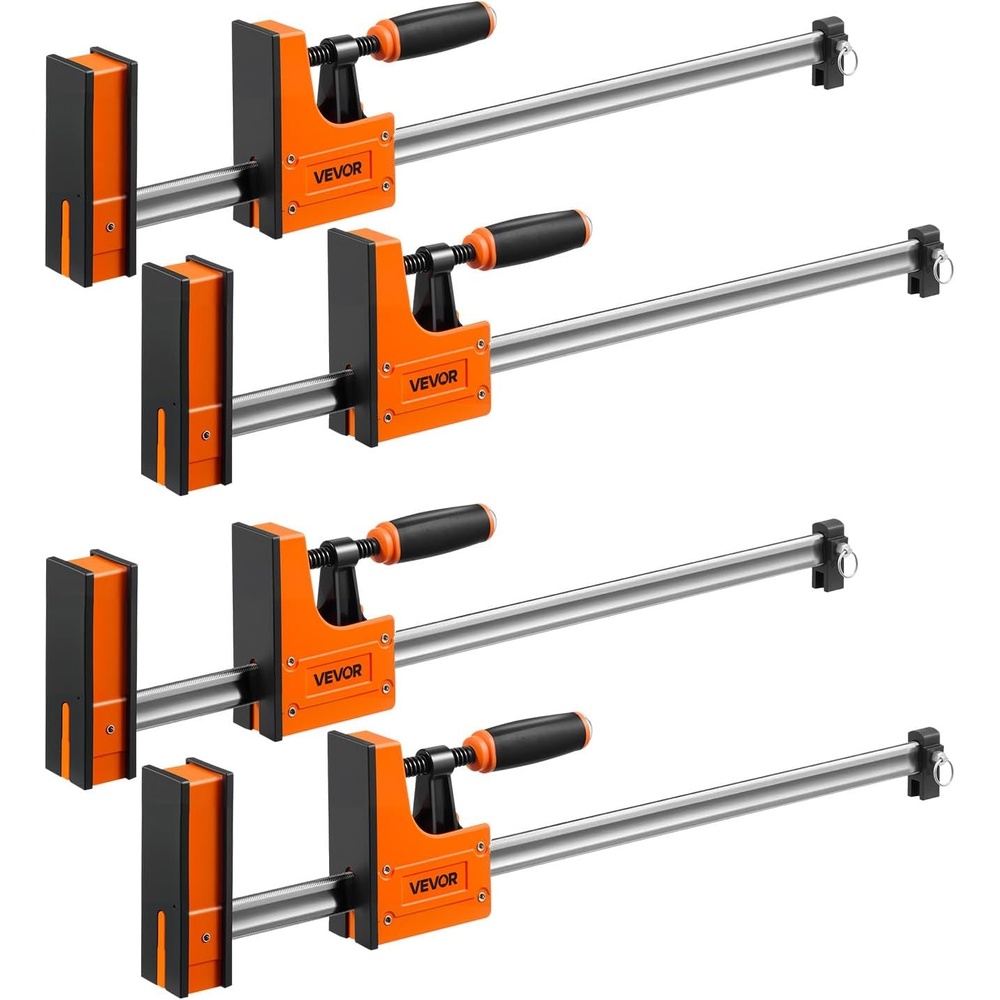 image:imageVEVOR Bar Clamps for Woodworking 4Pack 24 Opening F Clamps 1500 lbs Load Limit ClampSpreader 2 Modes Soft Rubber Pads Ergonomic Handle Carbon Steel Bar for Wood Working and Metal Working