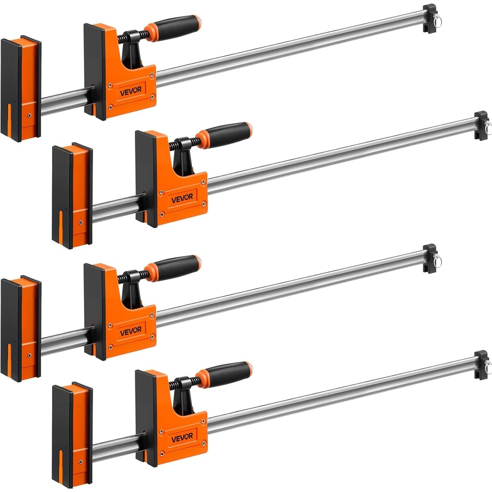 image:imageVEVOR Bar Clamps for Woodworking 4Pack 36 Opening F Clamps 1500 lbs Load Limit ClampSpreader 2 Modes Soft Rubber Pads Ergonomic Handle Carbon Steel Bar for Wood Working and Metal Working