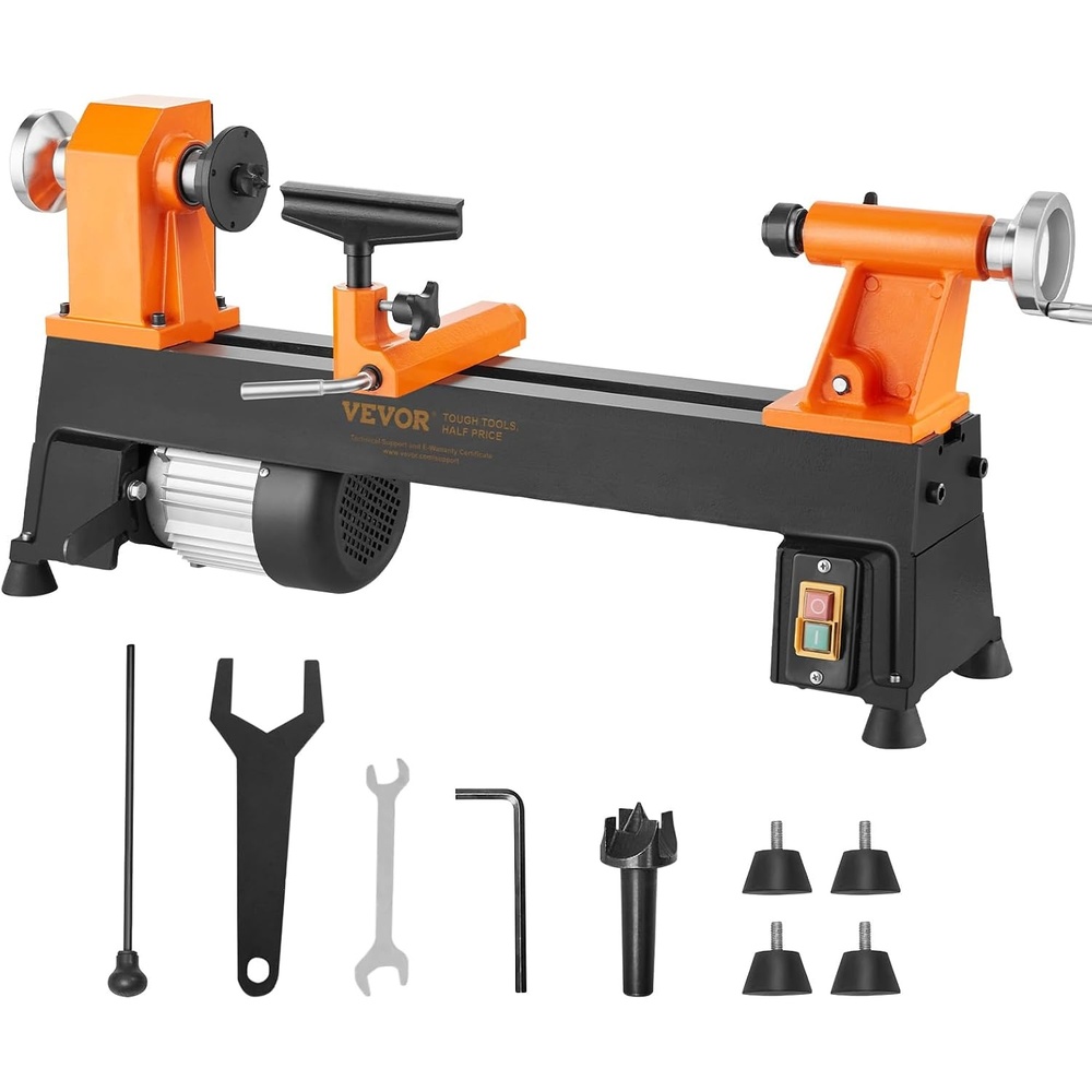 image:imageVEVOR Benchtop Wood Lathe 10 in x 18 in 05 HP 370W Power Wood Turning Lathe Machine 5 Variable Speeds 7801320192026403840 RPM with Rod Injection Wrenches Faceplate Foot Pads for Woodworking10 x 18370W