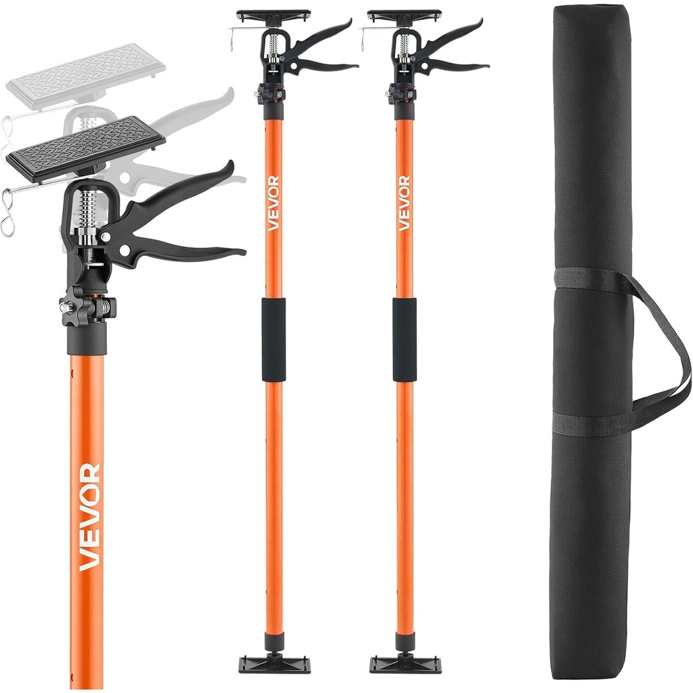image:imageVEVOR Cabinet Jack Support Pole 2Pack 4571142 Inch Steel Telescopic Quick Support Rod Adjustable 3rd Hand System up to 154 lbs Capacity for Installing Cabinets Lifting Drywall Cargo Bars2 PCS