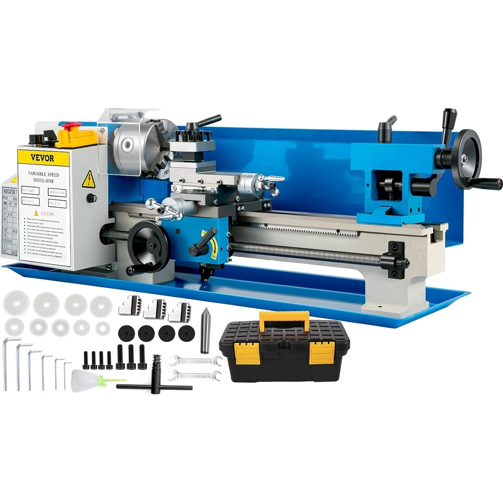 image:imageVEVOR Compact Metal Lathe 7 x 14 Adjustable Speed 02500 RPM Equipped with 4 3jaw Chuck Ideal for Metalworking Benchtop Design for Metal Turning Projects