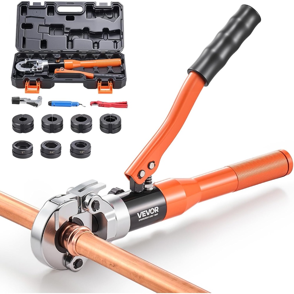image:imageVEVOR Copper Pipe Crimping Tool Hydraulic Driven Press Tool with 12 34 1 VUS Jaws Copper Tube Fittings Pipe Crimpers for Narrow Spaces and Tee FittingsSquare