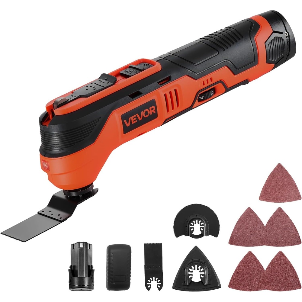 image:imageVEVOR Cordless Oscillating Tool 12V Multitool Oscillating Saw Tool with 6 Variable Speeds 600017500 OPM 32 Oscillation Angle 20Ah Battery Pack amp Charger 8PCS Saw Accessories amp LED Work Light