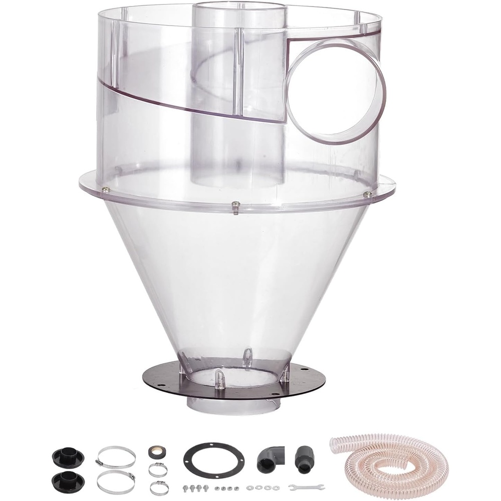 image:imageVEVOR Cyclone Dust Separator with Metal Tank 4 Retrofit Cyclone Separator for Dust Collectors ABS Material With 2 Hole OD Connector amp Hose for WetDry Shop Vacuums Fits 1321 Gallon TankSeparator