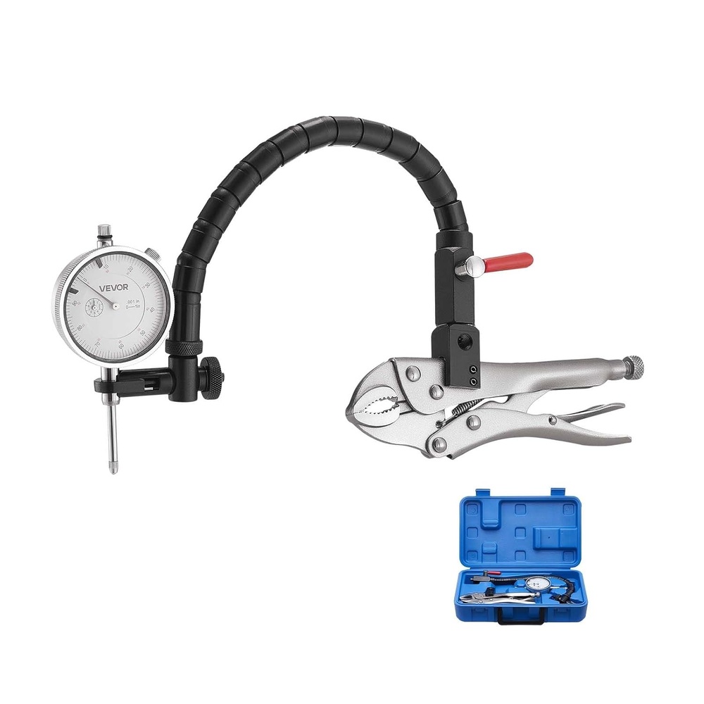 image:imageVEVOR Dial Test Indicator with 360Degree Flexible Arm and 360Degree Locking Pliers 0001 inch Accuracy 01 inch Range Professional for Machine SetUp Narrow Area Measurement Storage Case