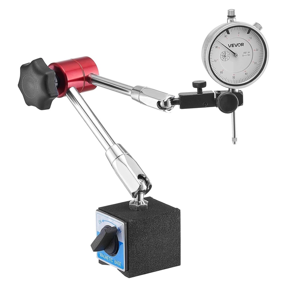 image:imageVEVOR Dial Test Indicator with Magnetic Flexible Base Stand 0001 inch Accuracy 01 inch Range Fine Adjustable Long Arm Professional for Machine SetUp Narrow Area Measurement Easy to Read