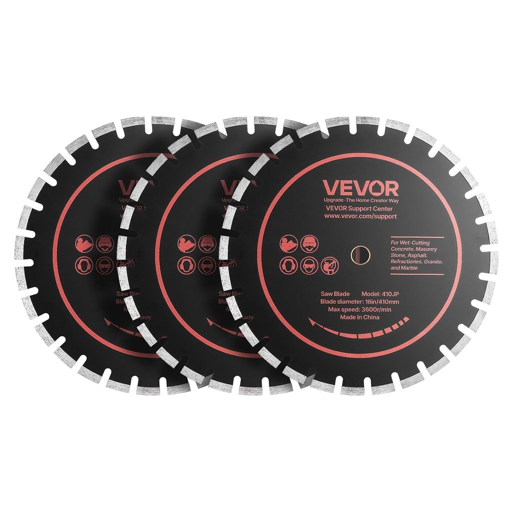 image:imageVEVOR Diamond Blades 63 inch 5Pack Wall Chaser Saw Blade Cutting Blade 087 in Arbor HighHardness Diamond Segments 65Mn Steel Core Dry Wet Cutting Clean Edges for Concrete Brick Stone Cement16 inch