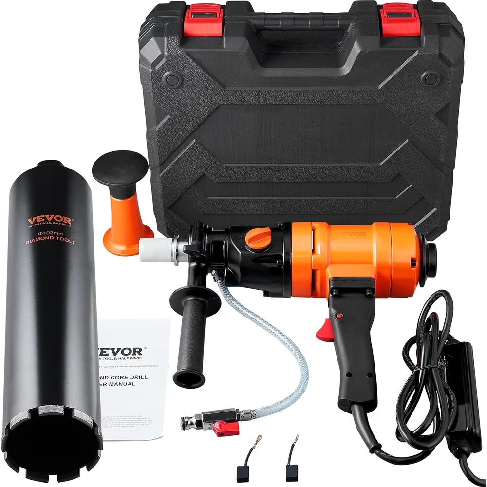 image:imageVEVOR Diamond Core Drilling Machine 10in Wet Concrete Core Drill Rig with Stand Wheels 750RPM Speed amp 114 Thread amp Lifting Handle 10in Drilling Diameter for Concrete Brick Block Stone 2500W4 Inches