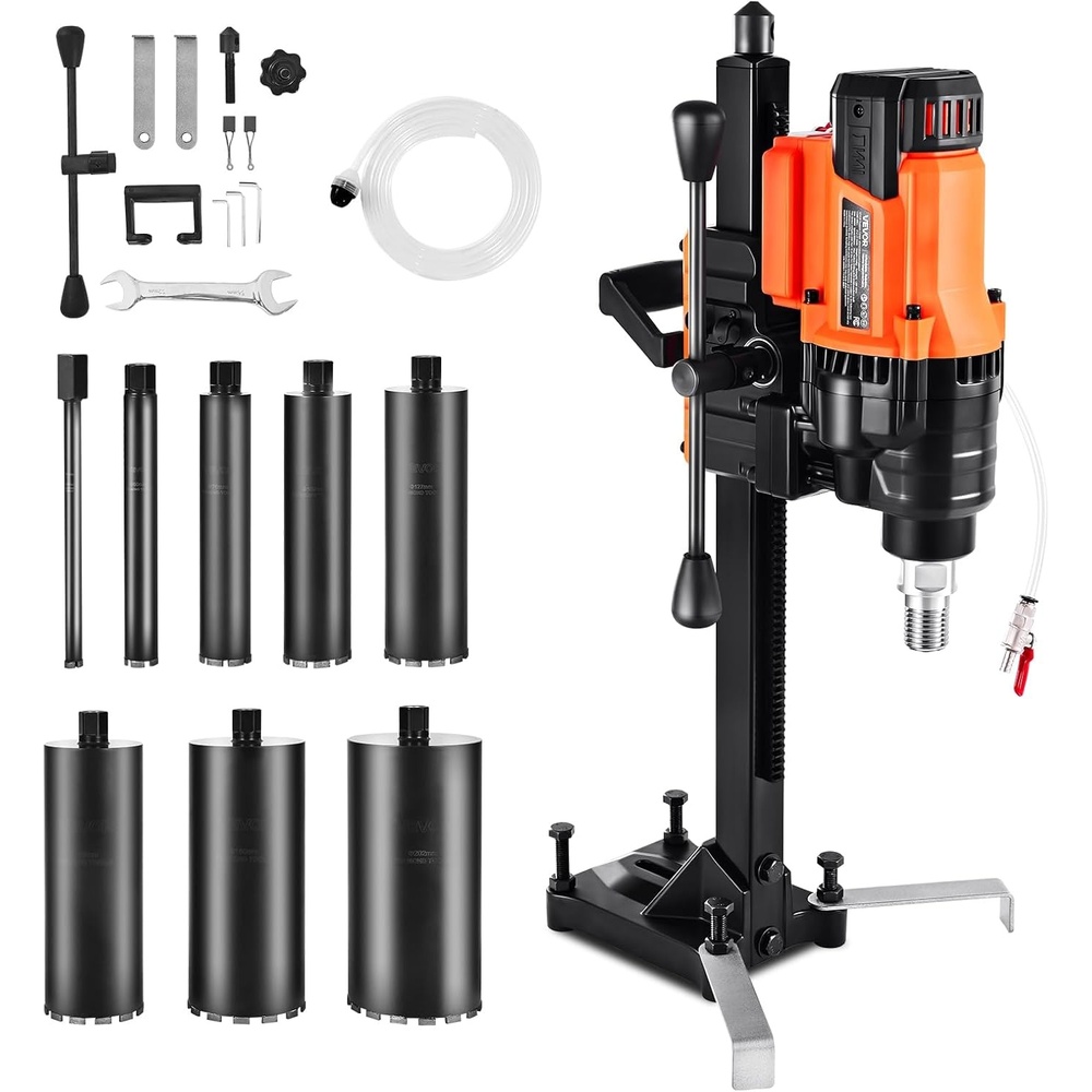 image:imageVEVOR Diamond Core Drilling Machine 8 in Drilling Diameter 2in1 Handheld amp StandMount Dry and Wet Concrete Core Drill Rig with 4 Drill Bits 10752300 RPM 2Speed for Concrete Brick Stone 1800W8in Core Drill 8 Bits Set