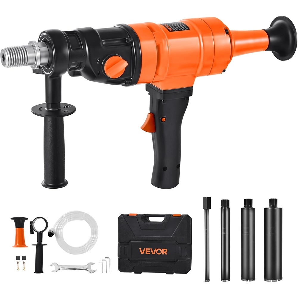 image:imageVEVOR Diamond Core Drilling Machine 8 in Drilling Diameter Handheld Dry and Wet Concrete Core Drill Rig with 4 Drill Bits 10752300 RPM 2Speed UNC1 147 Thread for Concrete Brick Stone 1800W8in Core Drill 4 Bits Set