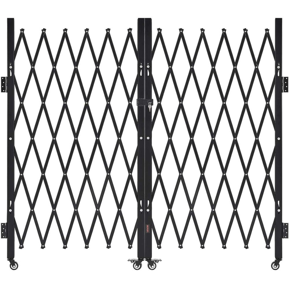 image:imageVEVOR Double Folding Security Gate Lockable Scissor Gate with 360 Swivel Casters Outdoor Barricade Steel Retractable Gates for Entry Security Garage Warehouse amp Pool 14567 x 6319 in W x H12598W x 6319H