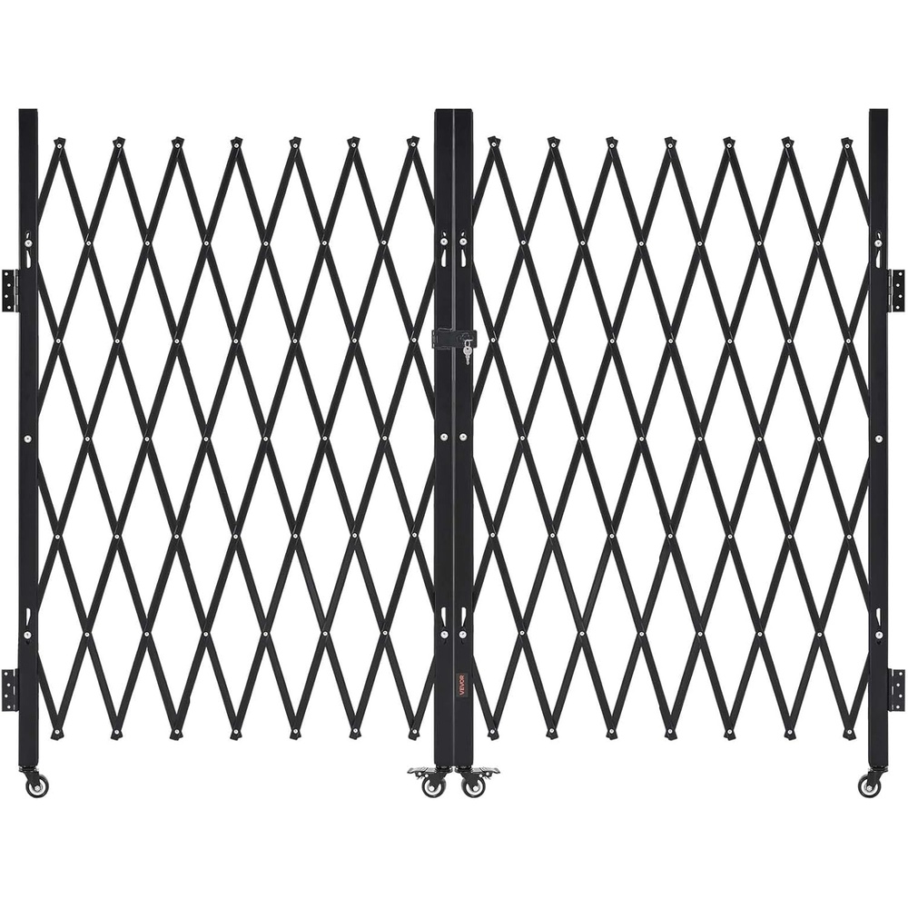 image:imageVEVOR Double Folding Security Gate Lockable Scissor Gate with 360 Swivel Casters Outdoor Barricade Steel Retractable Gates for Entry Security Garage Warehouse amp Pool 14567 x 6319 in W x H14567W x 6319H