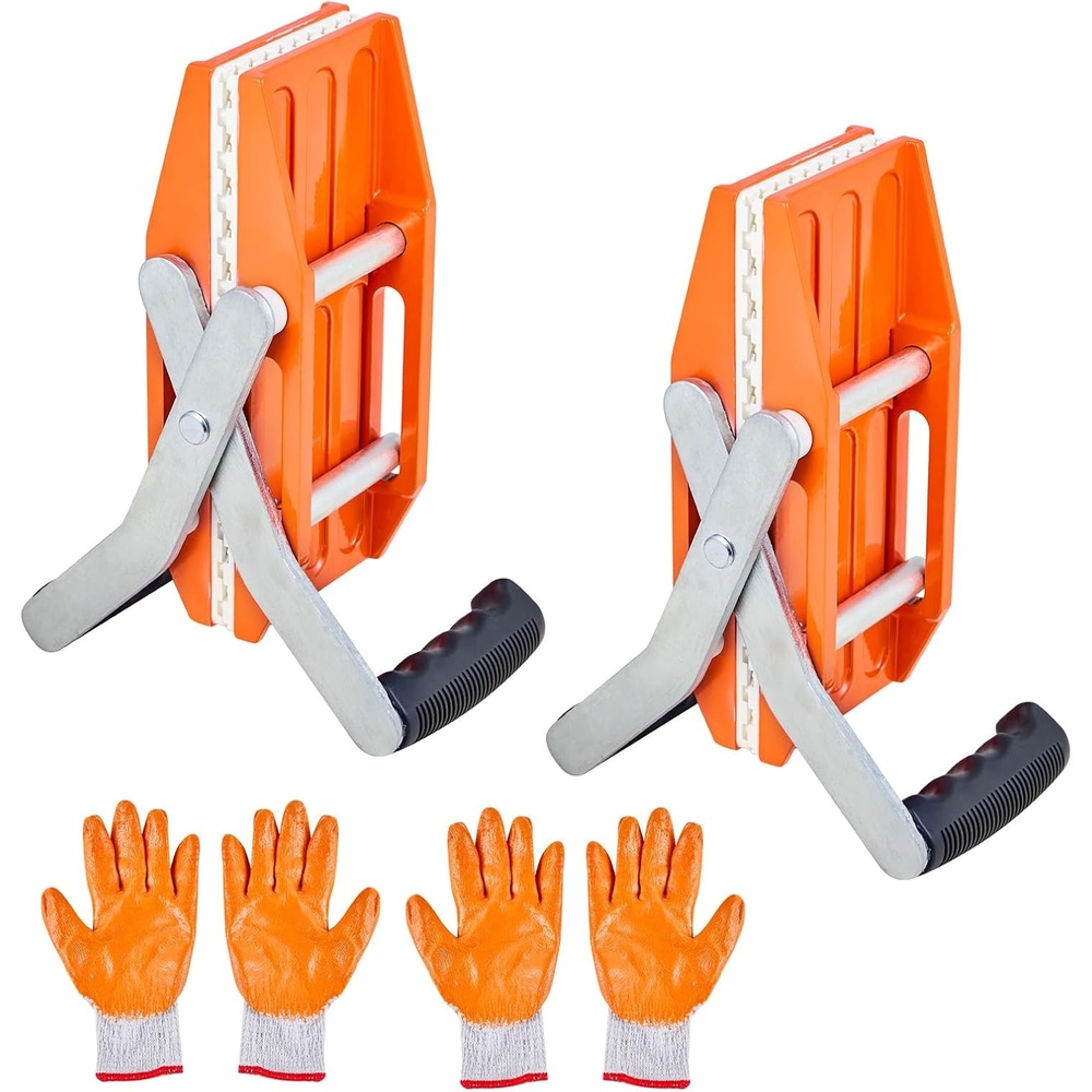 image:imageVEVOR Double Handed Stone Carrying Clamps 660 lbs Load Capacity 2 Pack Granite Panel Carriers Lifting Tools with Rubberlined 0236 Inches Heavy Duty lifting Clamps for Plywood Glass GraniteOrangewhite